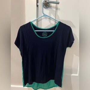 SO Loose Short Sleeve Navy Blue Front Green Back Shirt